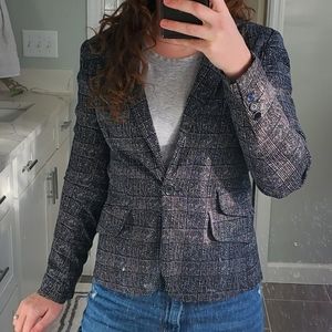 7th Avenue New York & company black plaid blazer, relaxed fit, size 4